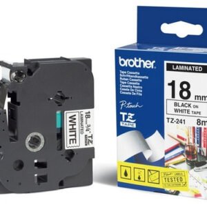 cinta p/rotu brother tze241 18mm negro/blanco