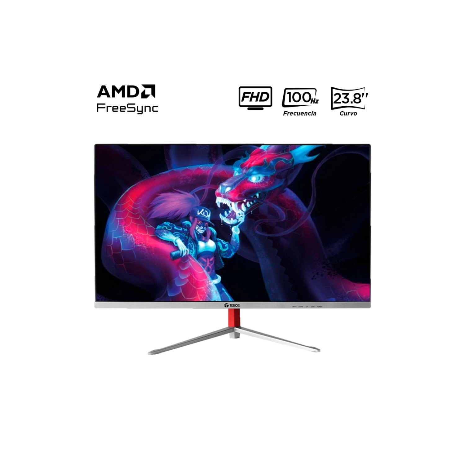 2pU6w_l Monitor Teros TE-2402S Gaming 23.8" Curvo VA FHD (1920 x 1080) 100Hz 1ms Ficha USA