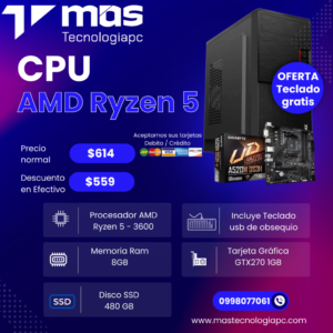 cpu amd ryzen 5 7600x am5 105w 38mb sin cooler