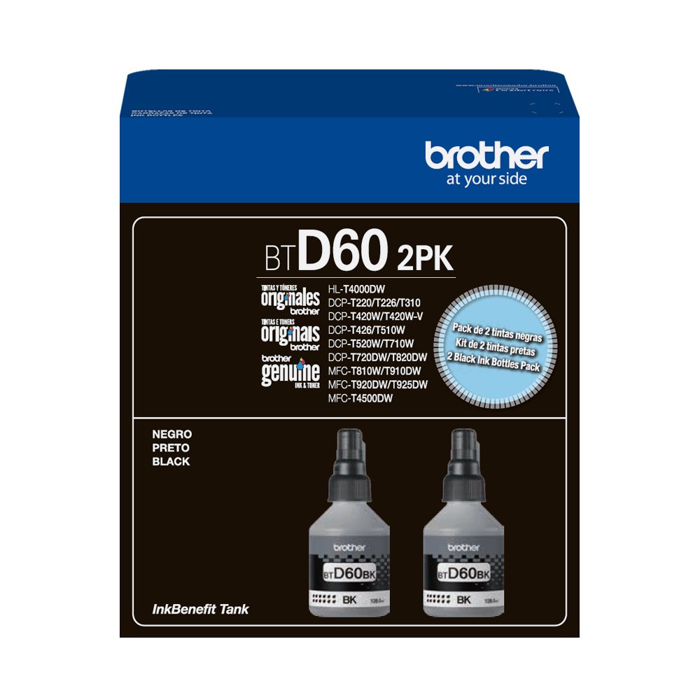 botella brother btd 60bk pack x 2u 6,500pag negro botella brother btd 60bk pack x 2u 6,500pag negro