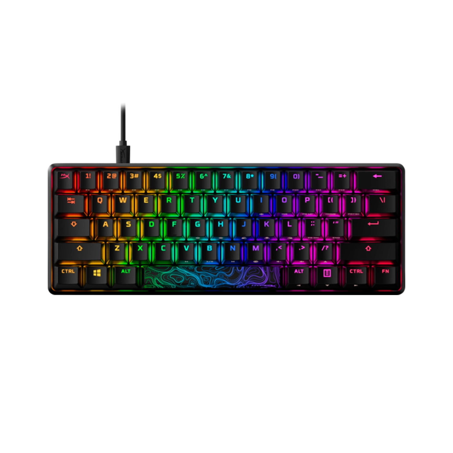 ccRaW_l Teclado c/Cable HYPERX Alloy Origins 60 Red US Negro