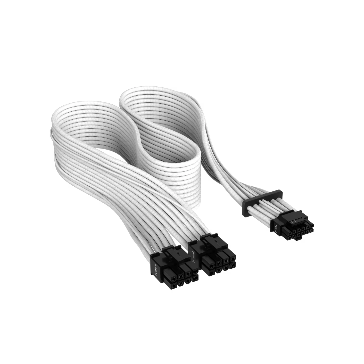 Cable con fundas individuales PCIe Gen 5 12V-2x6 de 600 W y 12 4 patillas con funda individual, Type 4, BLANCO