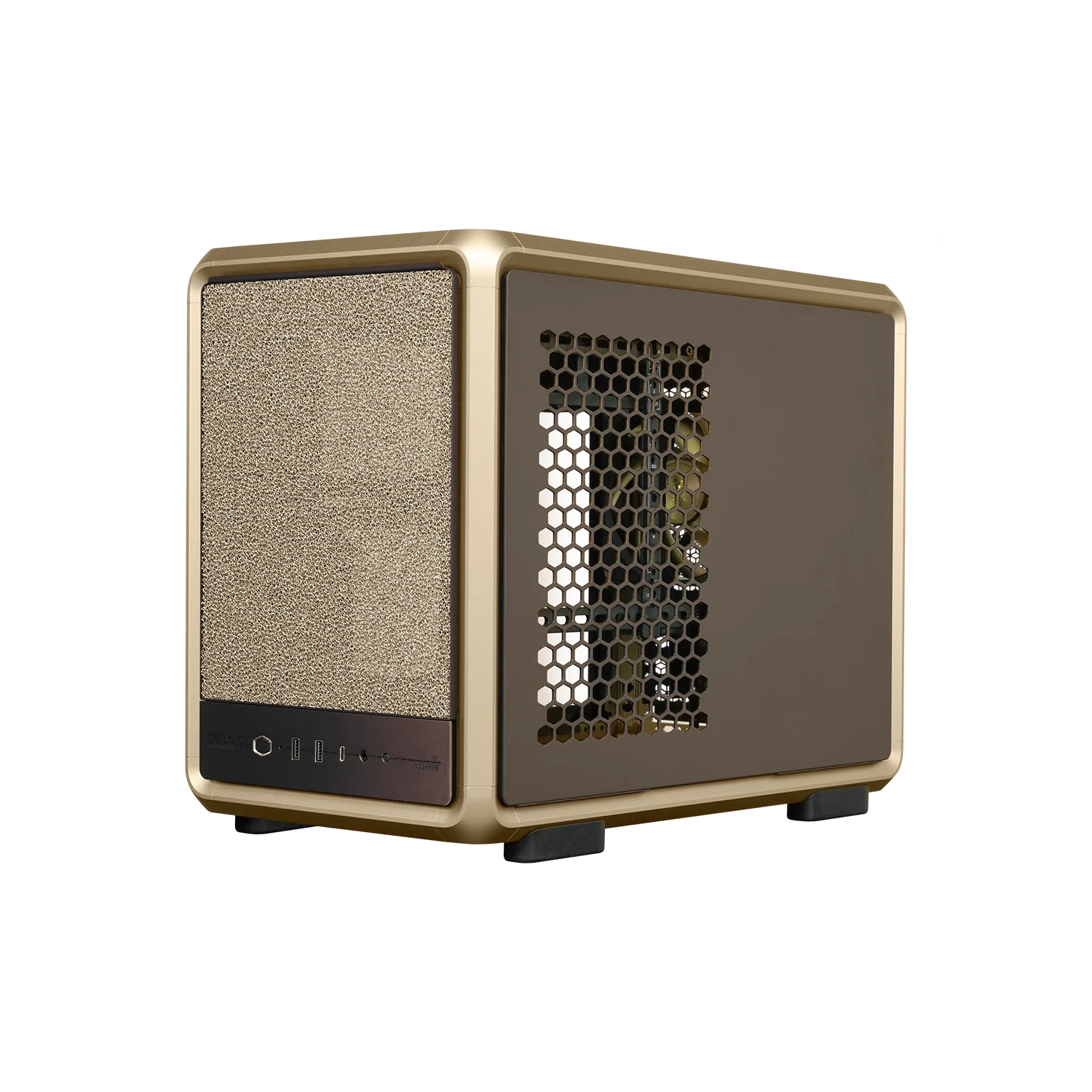 Gabinete Cooler Master MasterFrame 400 Mesh Gold Mini Tower 1 Fan 140mm Tempered Glass Gold s/Fuente