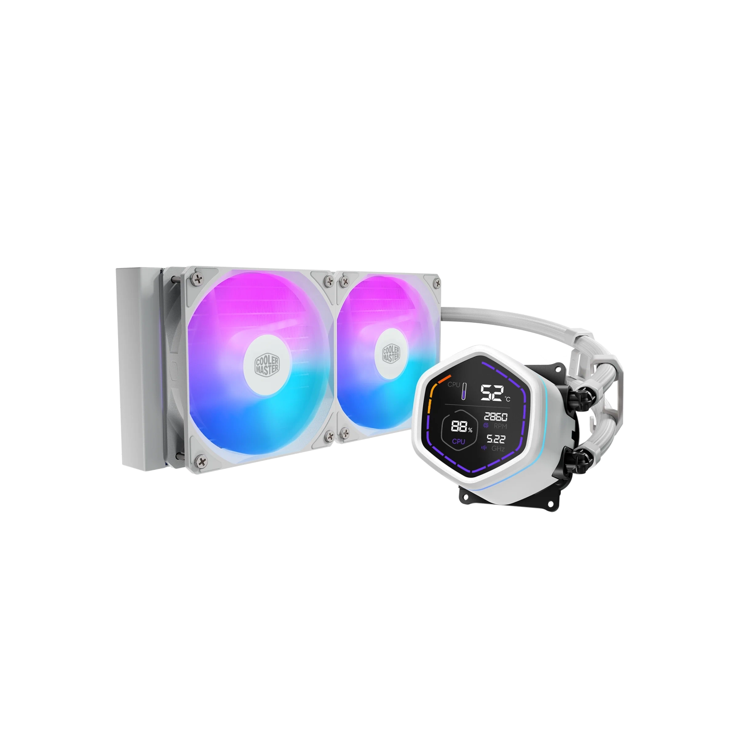 Water Cooler Cooler Master MasterLiquid Core NEX Digital 240 2 Fans 120mm ARGB White